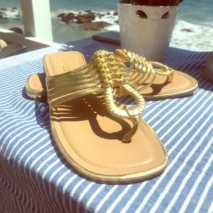 Arezzo Gold Italian Leather Sandals